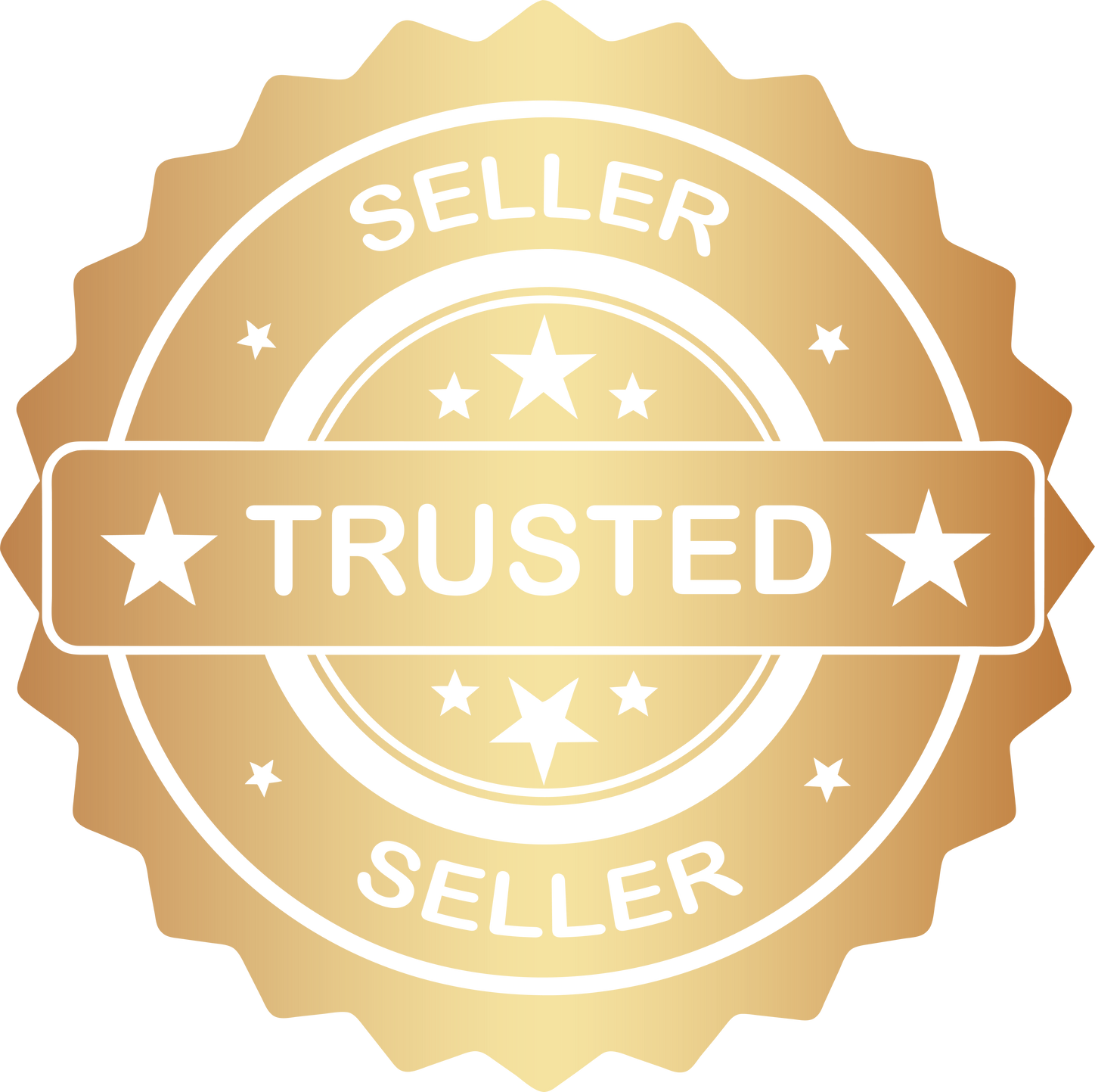 Golden trusted seller stamp badge